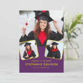 3モダン枚の写真おめでとうから2023年黄紫 案内状 (スタンド正面)