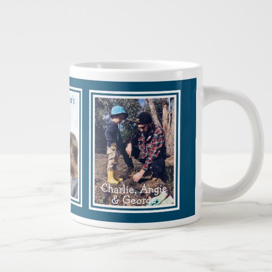 3モダン枚の写真でパパが幸せな父の日G ジャンボコーヒーマグカップ