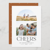 3モダン枚の写真のエレガントタイポグラフィのクリスマス (正面/裏面)