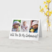 3モダン枚の写真のゴッドペアレンツ提案 カード (黄色い花)