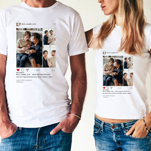 3モダン枚の写真コラージュ最高のカップルEver Instagram Tシャツ