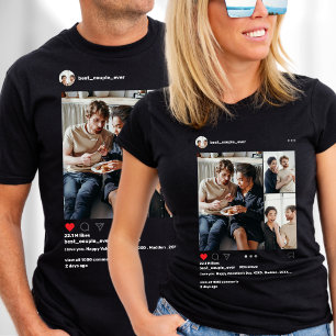 3モダン枚の写真コラージュ最高のカップルEver Instagram Tシャツ