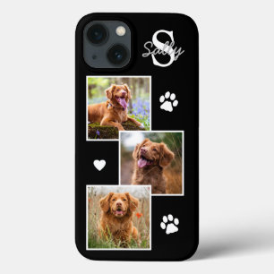 3モダン枚の写真付き黒いペットドッグ iPhone 13ケース