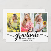 3モダン枚の写真卒業発表カード 案内状 (正面/裏面)