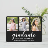 3モダン枚の写真卒業発表カード 案内状 (スタンド正面)