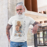 3モダン枚の写真 Tシャツ<br><div class="desc">写真モダンコラージュ記念Tシャツ、父親の日、誕生日、クリスマス、その他の機会のための完璧な贈り物。写真のTシャツは、3枚の写真はっきりしたを収め、グレーの読フォントに「ABUELO」と「EST: 20XX」を合わせている。</div>
