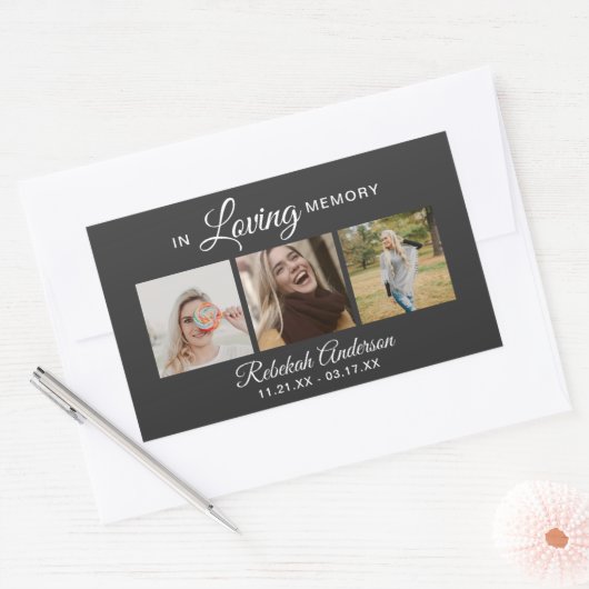 3モダン枚フォトコラージュ葬儀長方形シール 長方形シール (封筒)