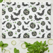 3モダン目カボチャとこうもりハロウィン キッチンタオル (折り畳み)