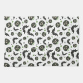 3モダン目カボチャとこうもりハロウィン キッチンタオル (横)