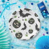 3モダン目カボチャとこうもりハロウィン ペーパープレート (パーティー)