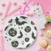 3モダン目カボチャとこうもりハロウィン ペーパープレート (パーティー)