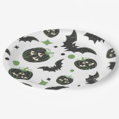 3モダン目カボチャとこうもりハロウィン ペーパープレート (アングル)