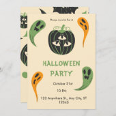 3モダン眼かぼちゃハローウィンパーティ 招待状 (正面/裏面)