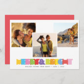3モダン組の写真コラージュ&メリーブライト シーズンカード (正面/裏面)