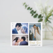 3モダン Photo Collage's Thank 結婚 案内ポストカード (スタンド正面)