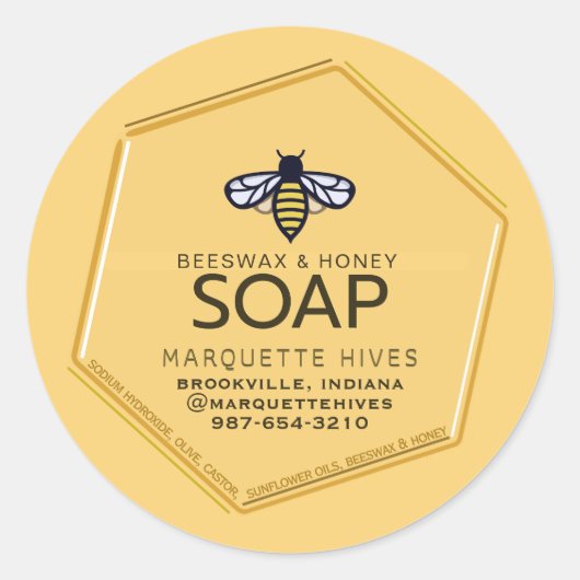 3モダンD黄六角スタイルのビー石鹸 ラウンドシール (正面)