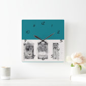 3モンキーズ中国の新年〔占星術の〕十二宮図壁時計 スクエア壁時計 (ホーム)