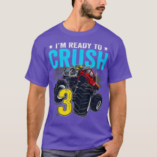 3モンスタートラック3位のバースデーボーをつぶす準備ができている Tシャツ