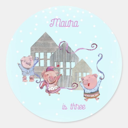 3リッパーソナライズされたトピッグお祝い ラウンドシール (正面)