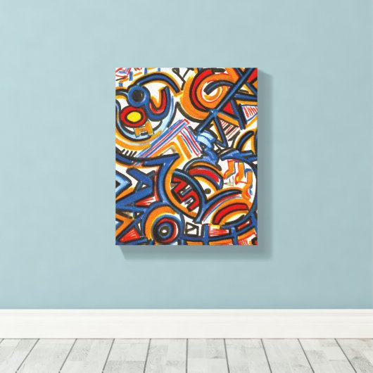 3リングや輪サーカス抽象芸術アートハンド色彩の鮮やか キャンバスプリント (インサイチュ (ウッドフロア))