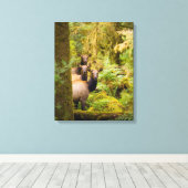 3ルーズベルトElk牛が見て キャンバスプリント (インサイチュ (ウッドフロア))