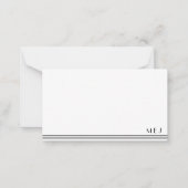 3レターモノグラム白黒ミニマストライプのリスト ノートカード (正面)