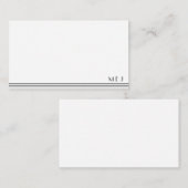 3レターモノグラム白黒ミニマストライプのリスト ノートカード (正面/裏面)