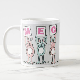 3レター名おもしろいウサギデザイン ジャンボコーヒーマグカップ