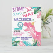 3レックスピンクガール恐竜第3誕生日 招待状 (スタンド正面)