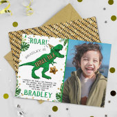 3レックス恐竜の三番目の誕生日の写真 サンキューカード