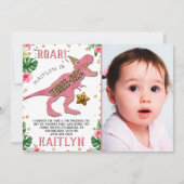 3レックス恐竜の三番目の誕生日の写真 サンキューカード (正面)