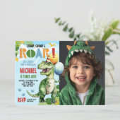 3レックス恐竜の誕生日パーティーの写真 招待状 (スタンド正面)