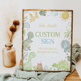 3レックス恐竜の誕生日パーティーテーブルサイン ポスター