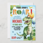 3レックス恐竜の誕生日パーティー 招待状 (正面)