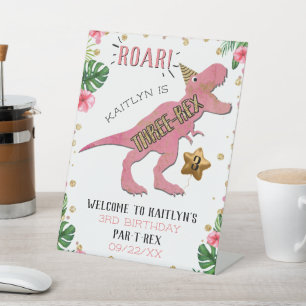 3レックス恐竜3回目の誕生日へようこそ 台座サイン