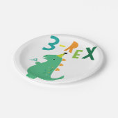 3レックス恐竜3回目の誕生日パーティープレート ペーパープレート (アングル)