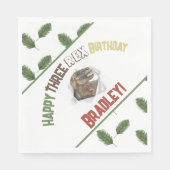 3レックス誕生日水彩ディノ スタンダードランチョンナプキン (正面)