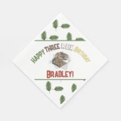 3レックス誕生日水彩ディノ スタンダードランチョンナプキン (角)