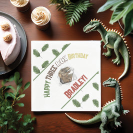 3レックス誕生日水彩ディノ スタンダードランチョンナプキン