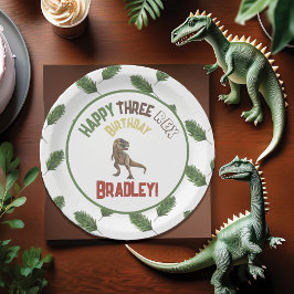 3レックス誕生日水彩ディノ ペーパープレート