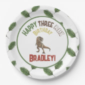 3レックス誕生日水彩ディノ ペーパープレート (正面)