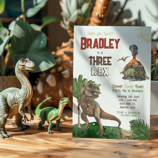 3レックス誕生日水彩招待状 招待状