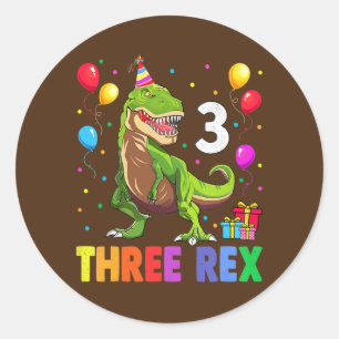 3レックス誕生日3歳の恐竜3rd Trex ラウンドシール