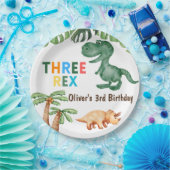 3レックス3歳の誕生日パーティー ペーパープレート (パーティー)