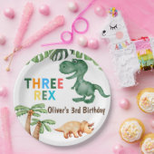 3レックス3歳の誕生日パーティー ペーパープレート (パーティー)