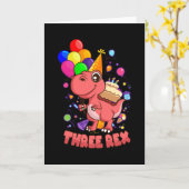 3レックス3歳3歳の誕生日ガールディノ カード (黄色い花)