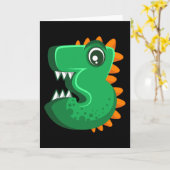 3レックス3歳3歳の誕生日キッズディノ カード (黄色い花)