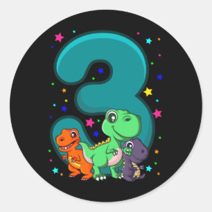 3レックス3歳3歳の誕生日キッズディノ ラウンドシール