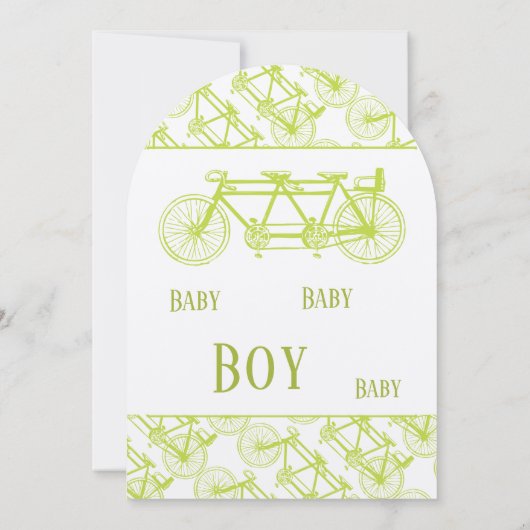 3レトロ用に構築された自転車ライム自転車ベビーシャワー 招待状 (裏面)