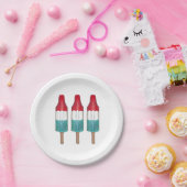 3ロケットポップ7月4日赤白青ロケット ペーパープレート (パーティー)